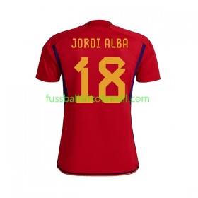 Fußballtrikots Spanien JORDI ALBA 18 FIFA WM 2022 Kurzarm Heimtrikotsatz kaufen